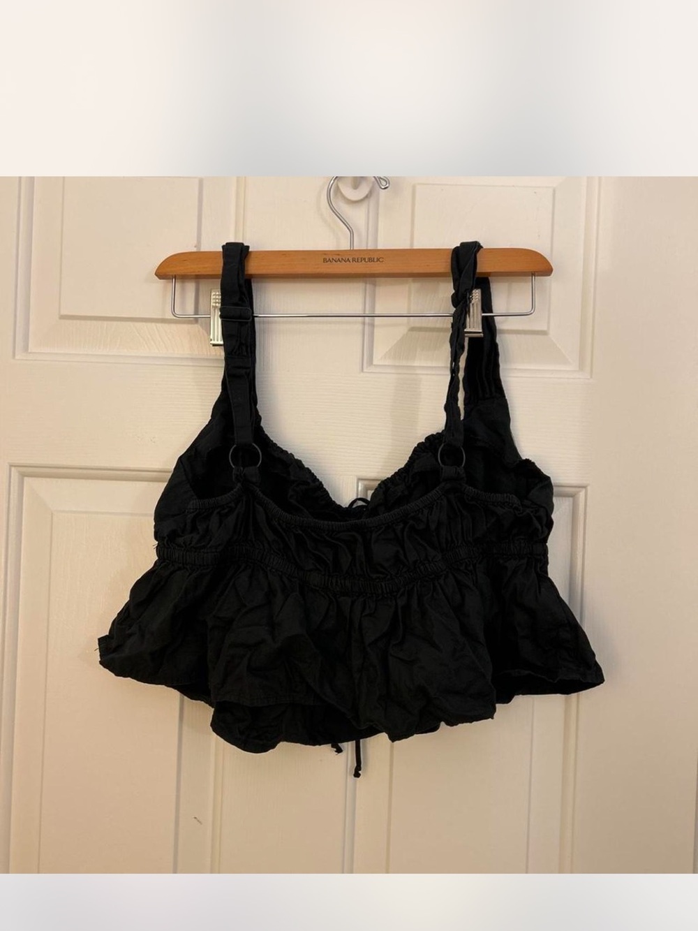 Urban Outfitters Black Ruffled Crop Top